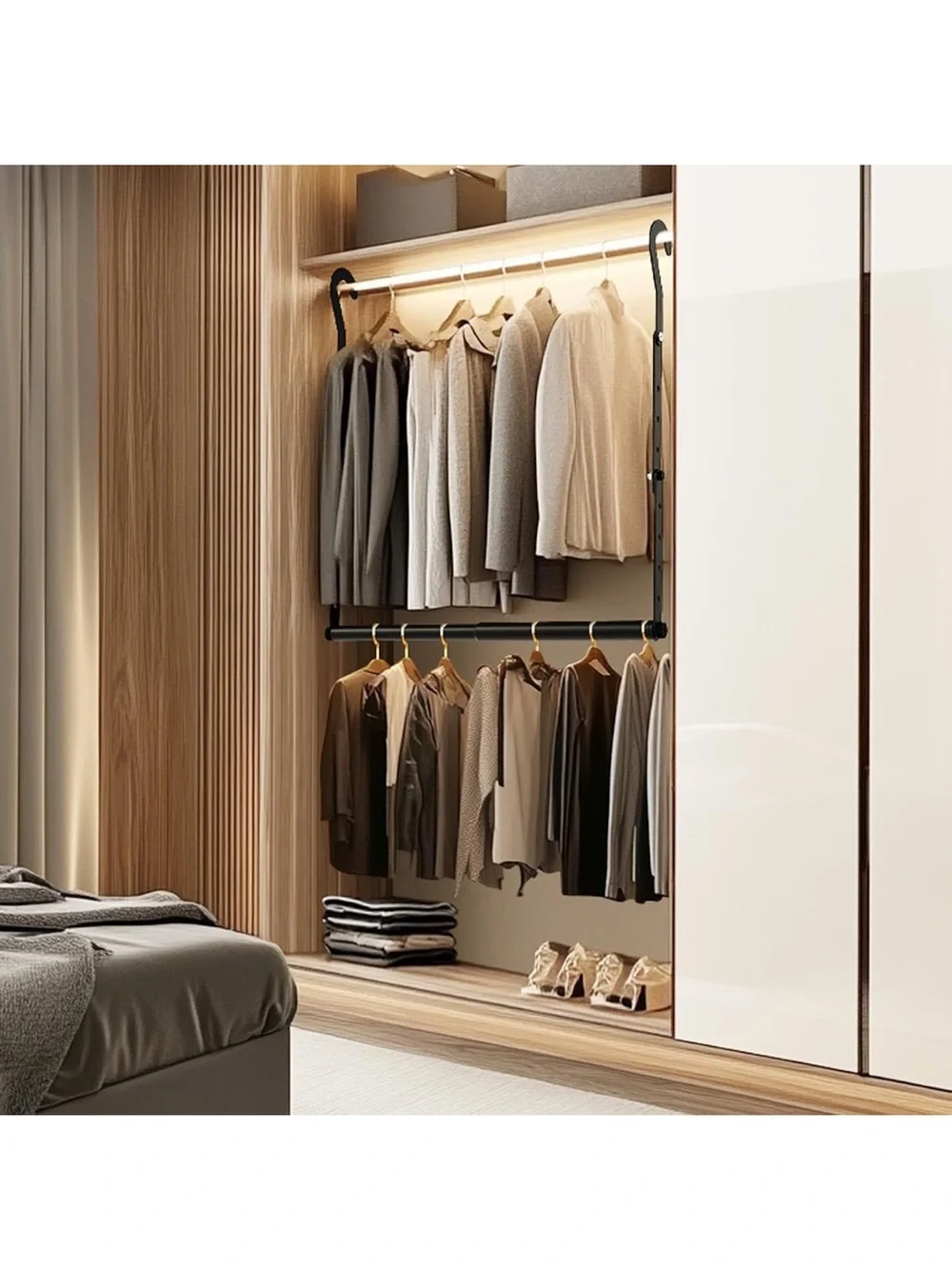 Adjustable Closet Rod for Hanging Clothes